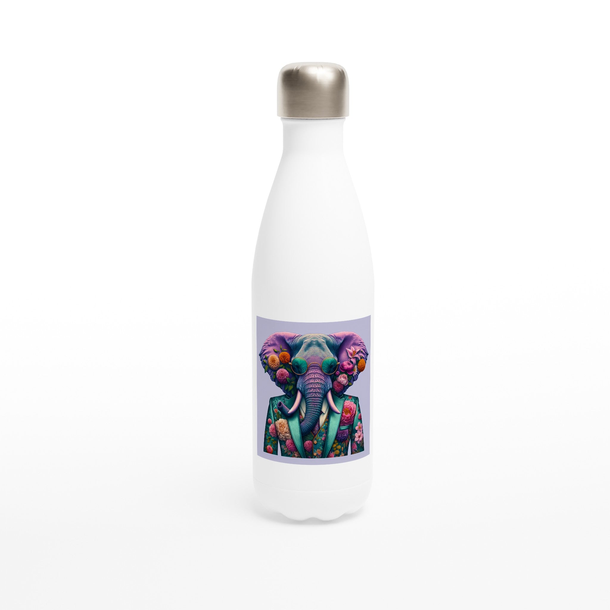 Floral Dapper Elephant Water Bottle - Optimalprint