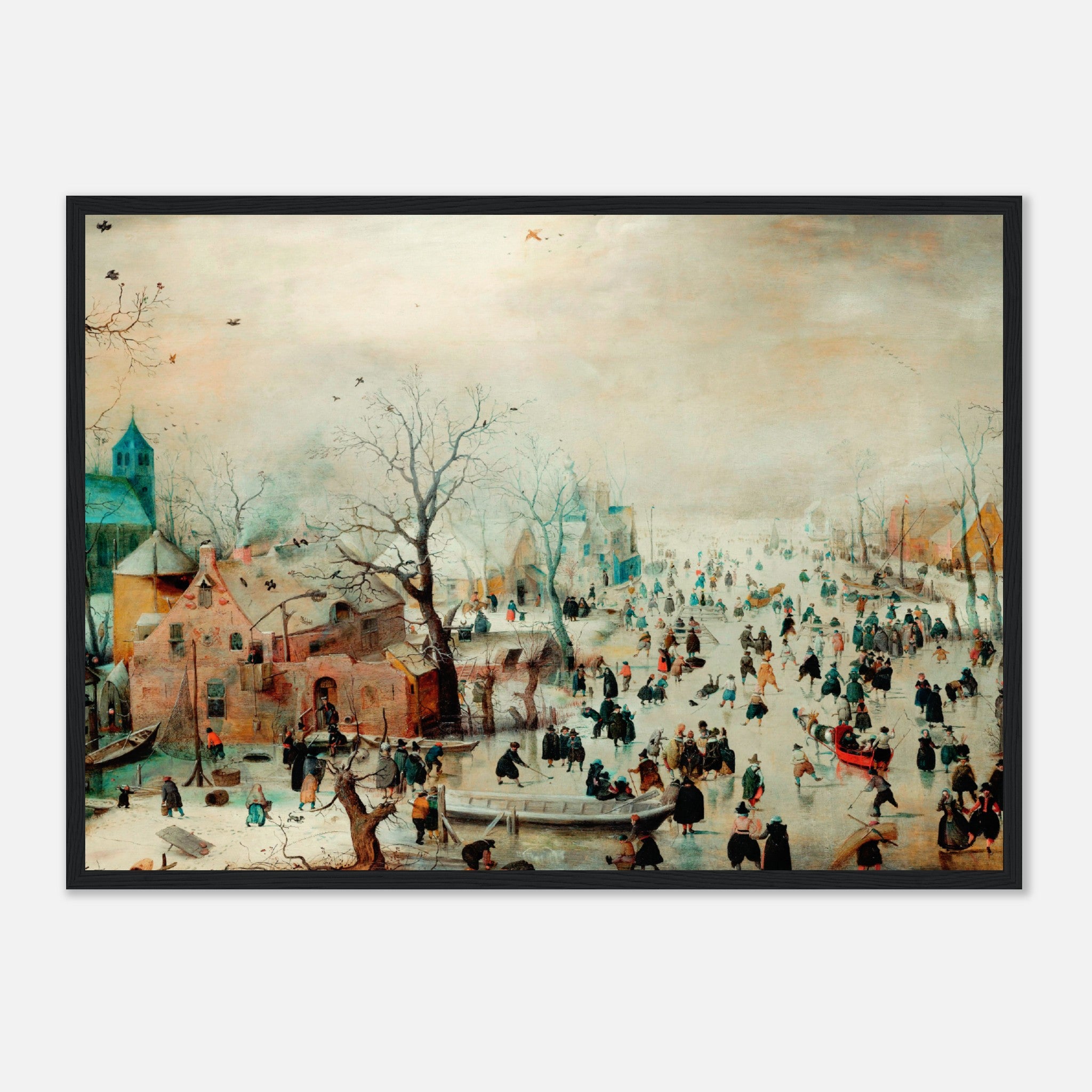 Winter Landscape with Ice Skaters (1608) Poster