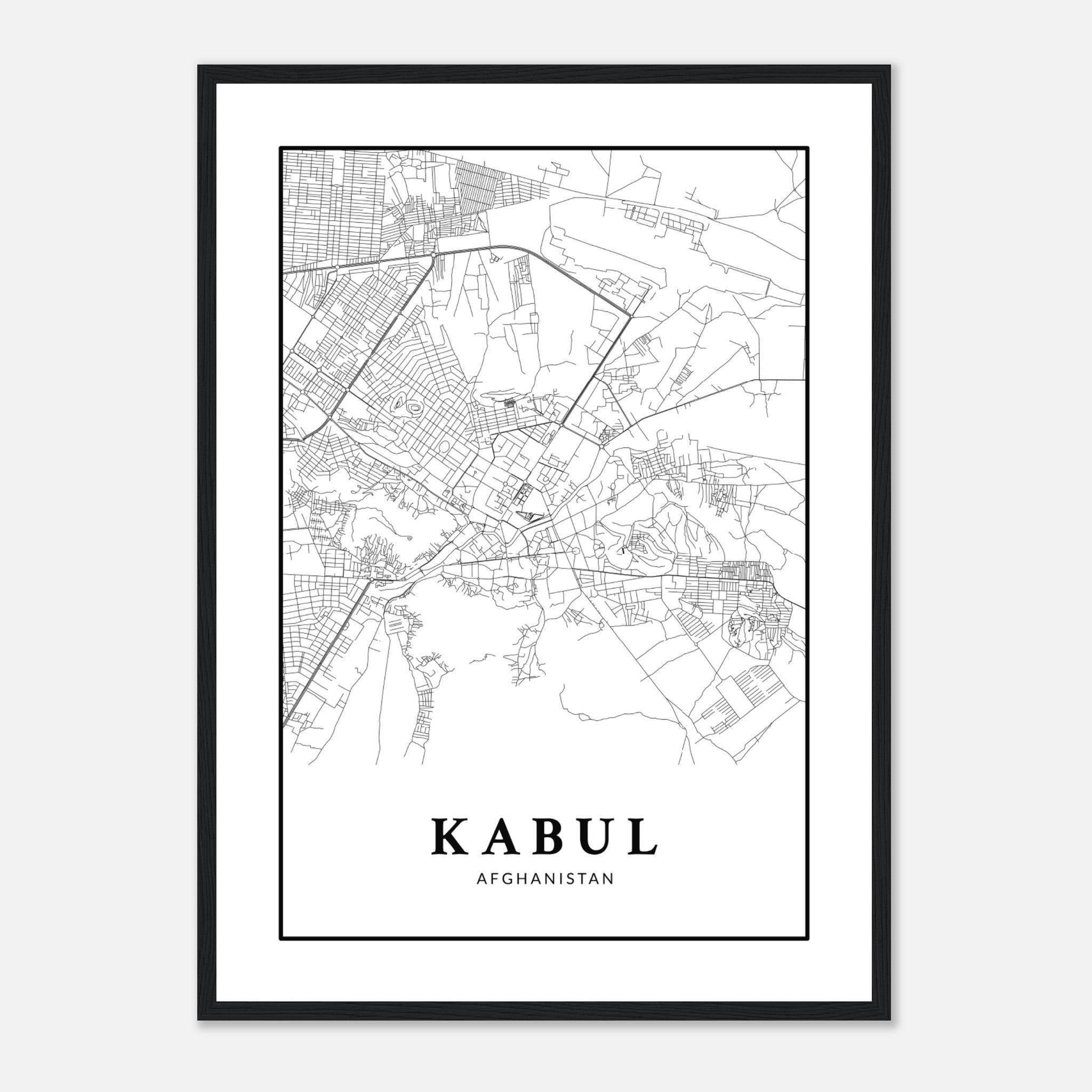 Mapa de la ciudad de Kabul Póster