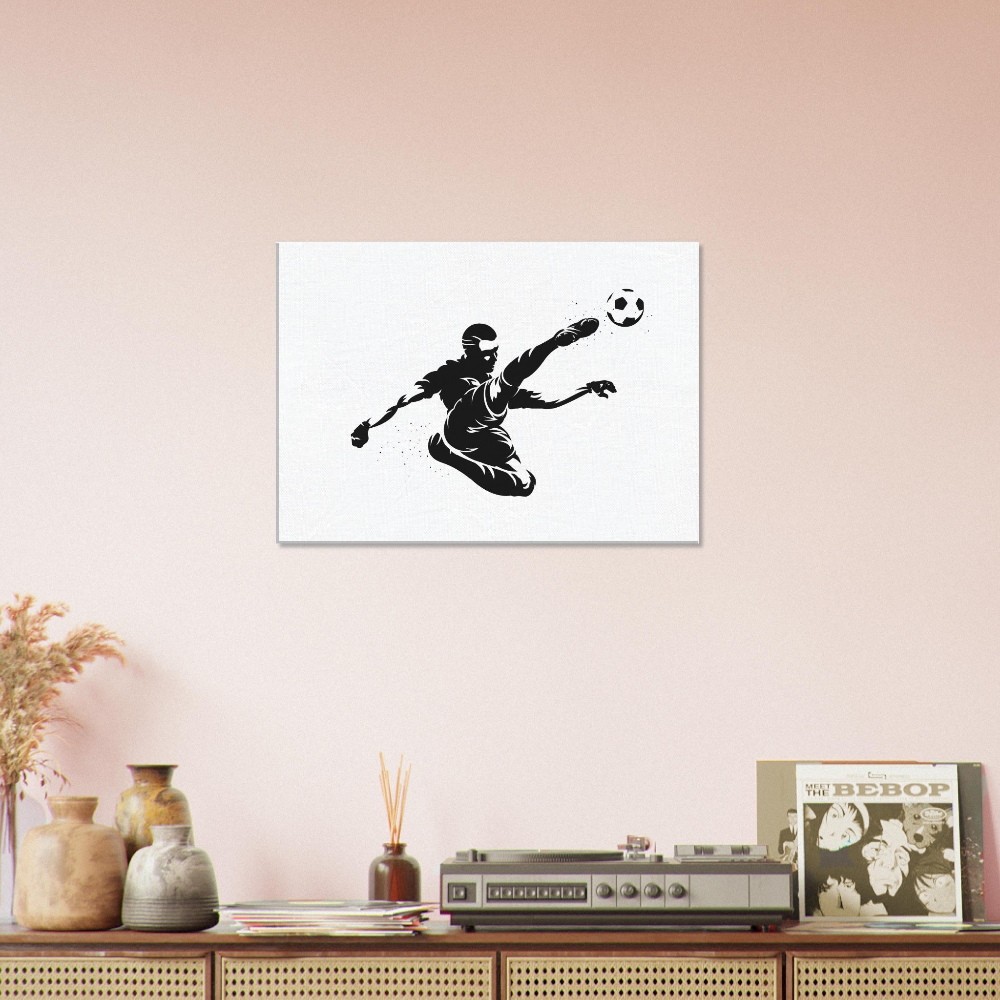 Soccer Player Silhouette Volley Kick Canvas