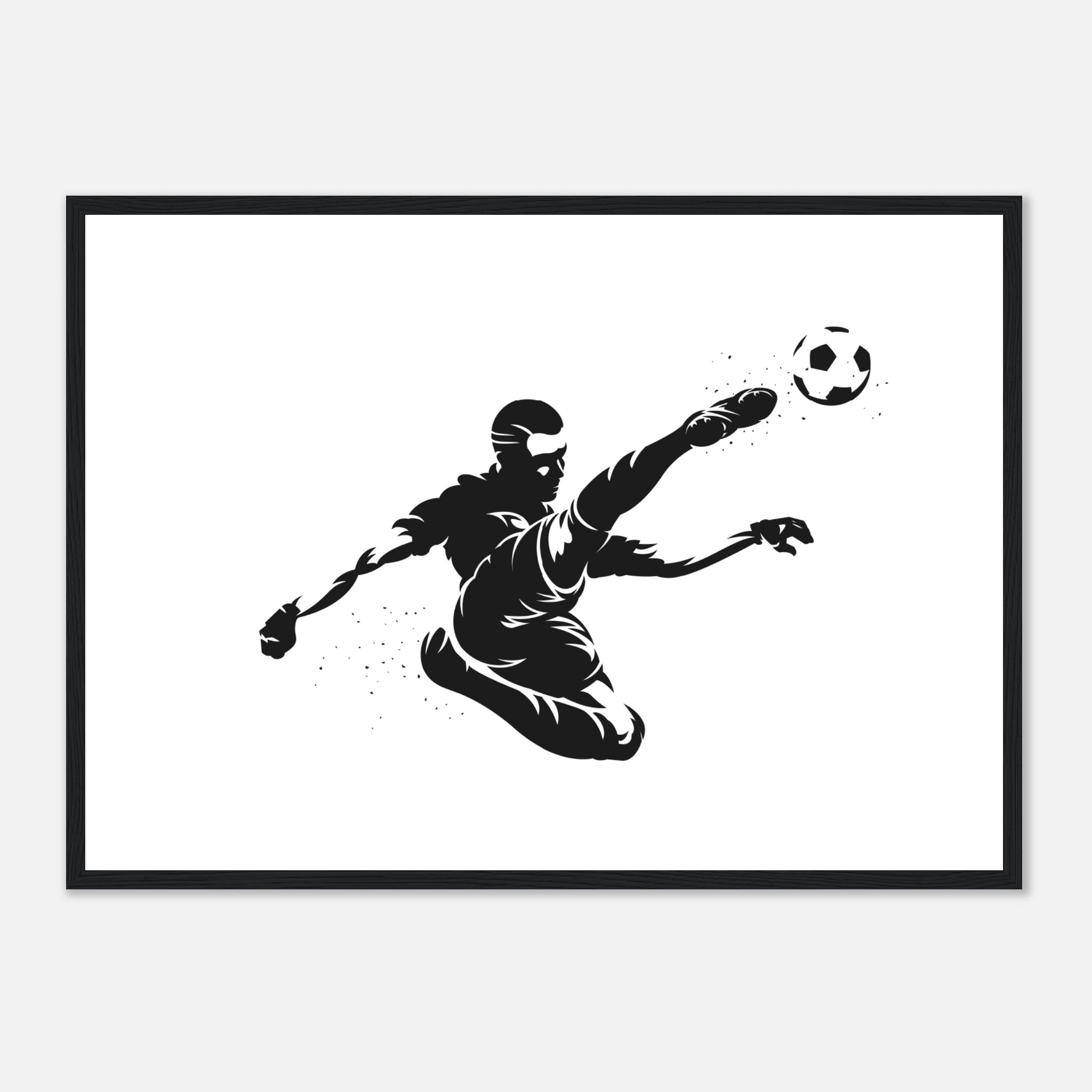 Soccer Player Silhouette Volley Kick Poster