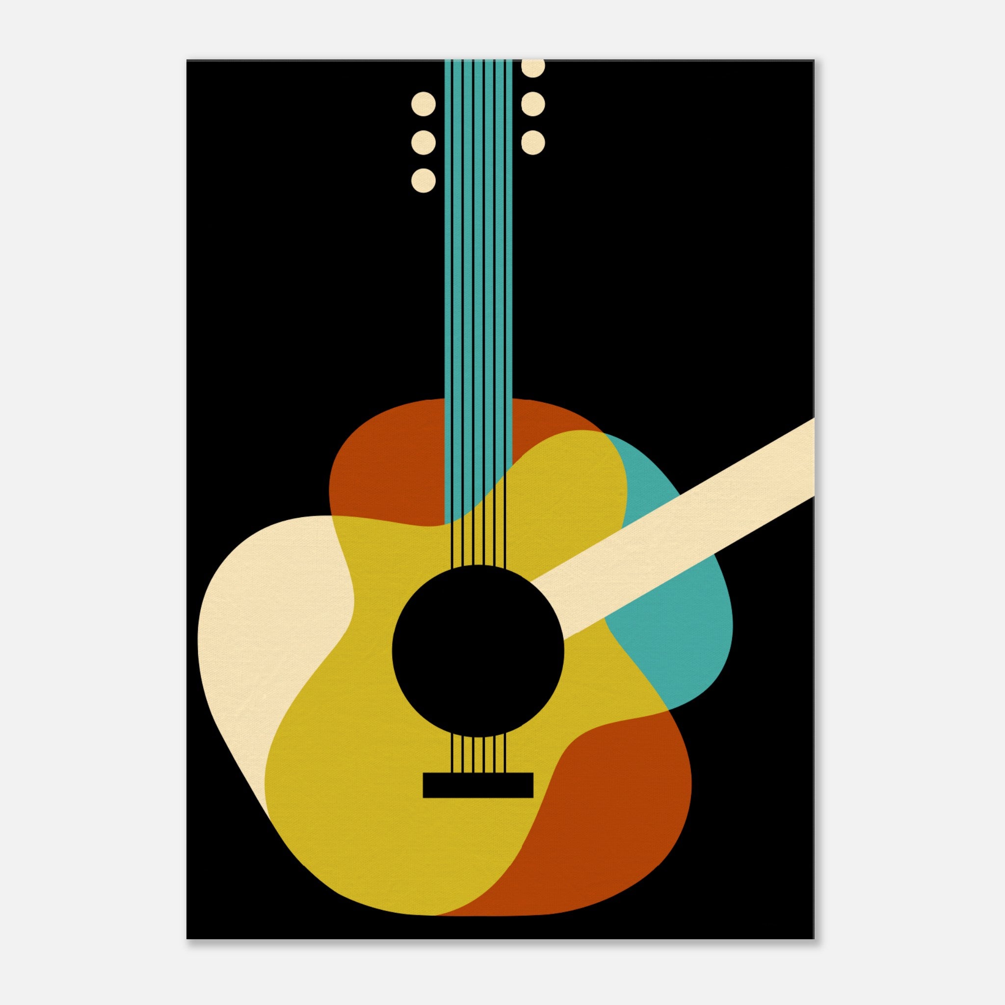 Lienzo con ilustración de guitarra vintage