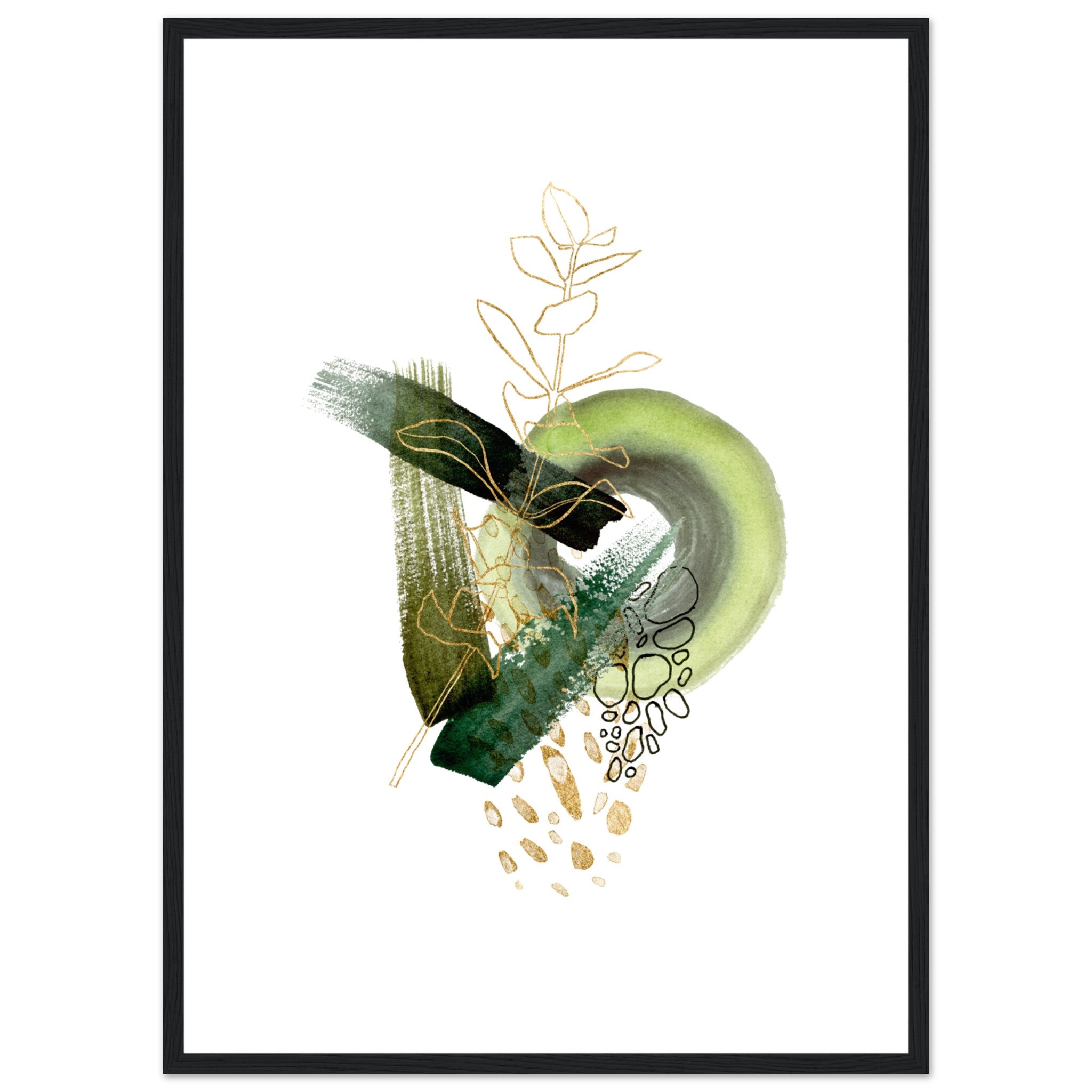 Abstract Spots And Golden Eucalyptus Leaf Poster