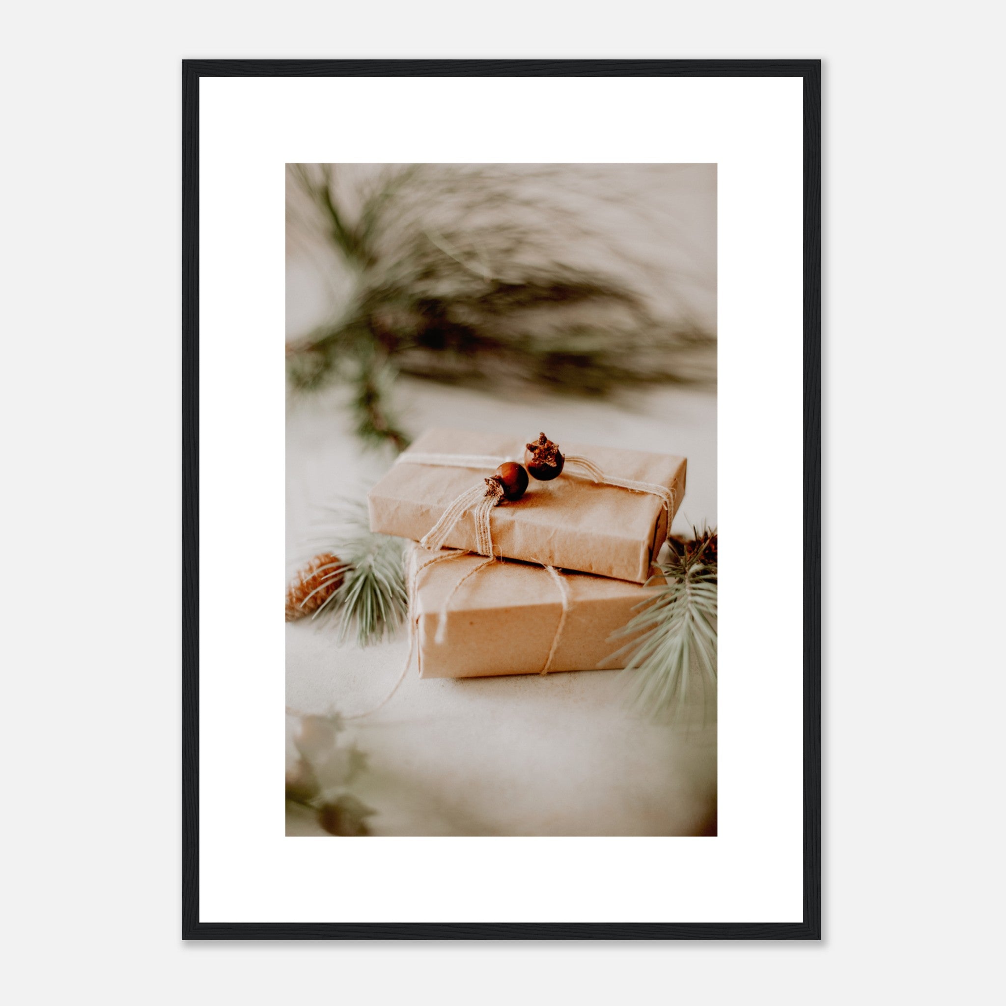 Winter Holiday Gift In Brown Recycled Paper Poster
