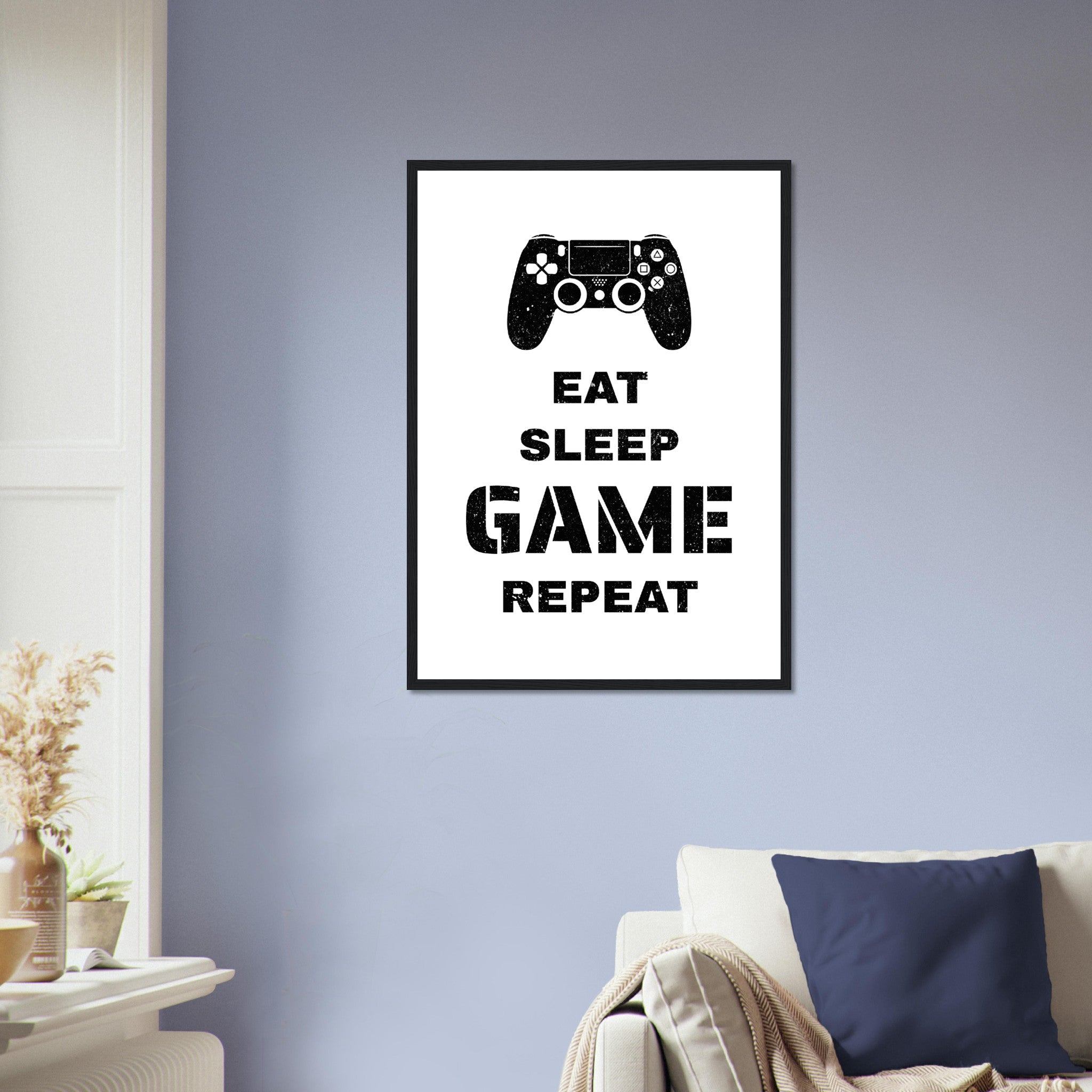 Eat Sleep Game Repeat Black Poster