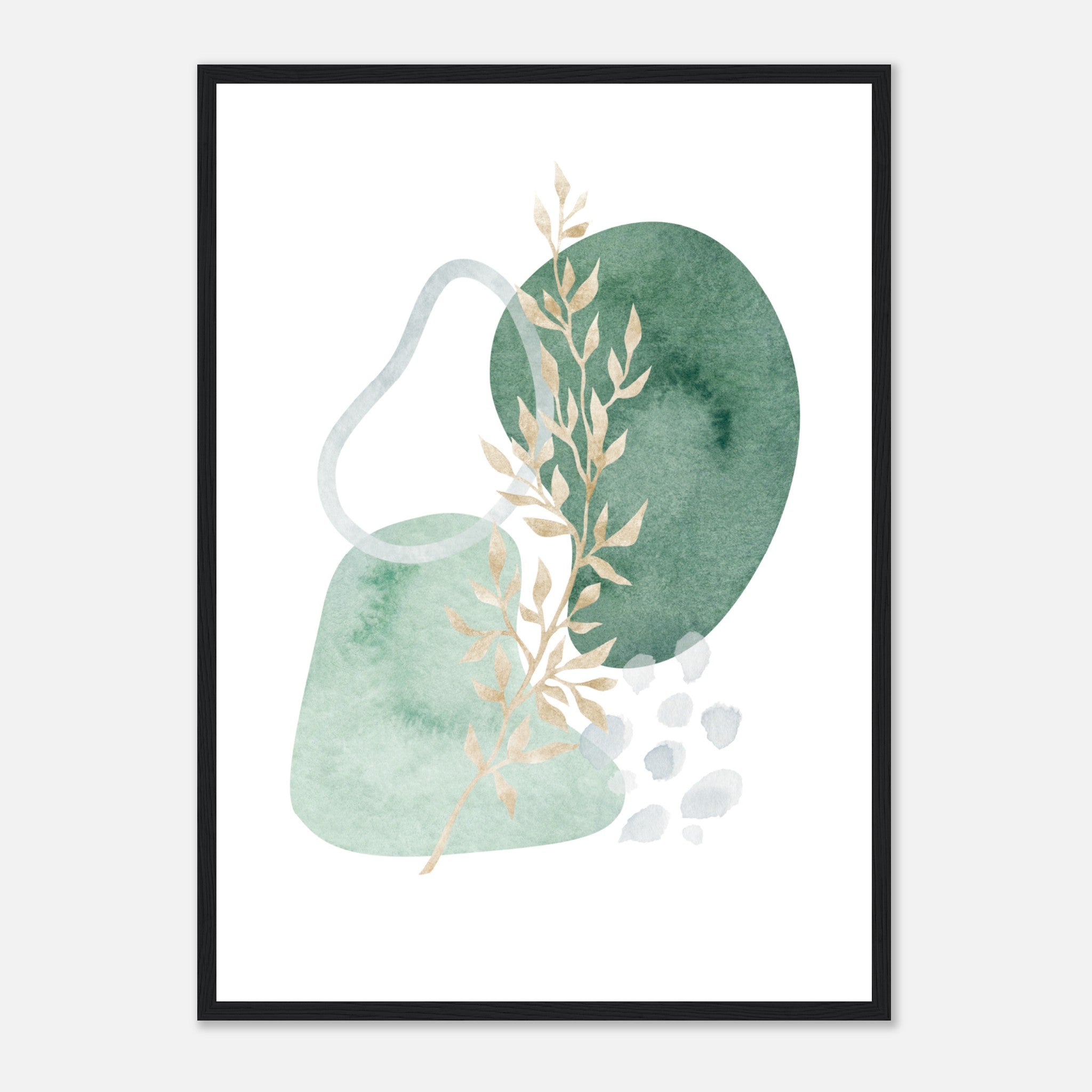 Green Watercolor Abstract Composition Poster